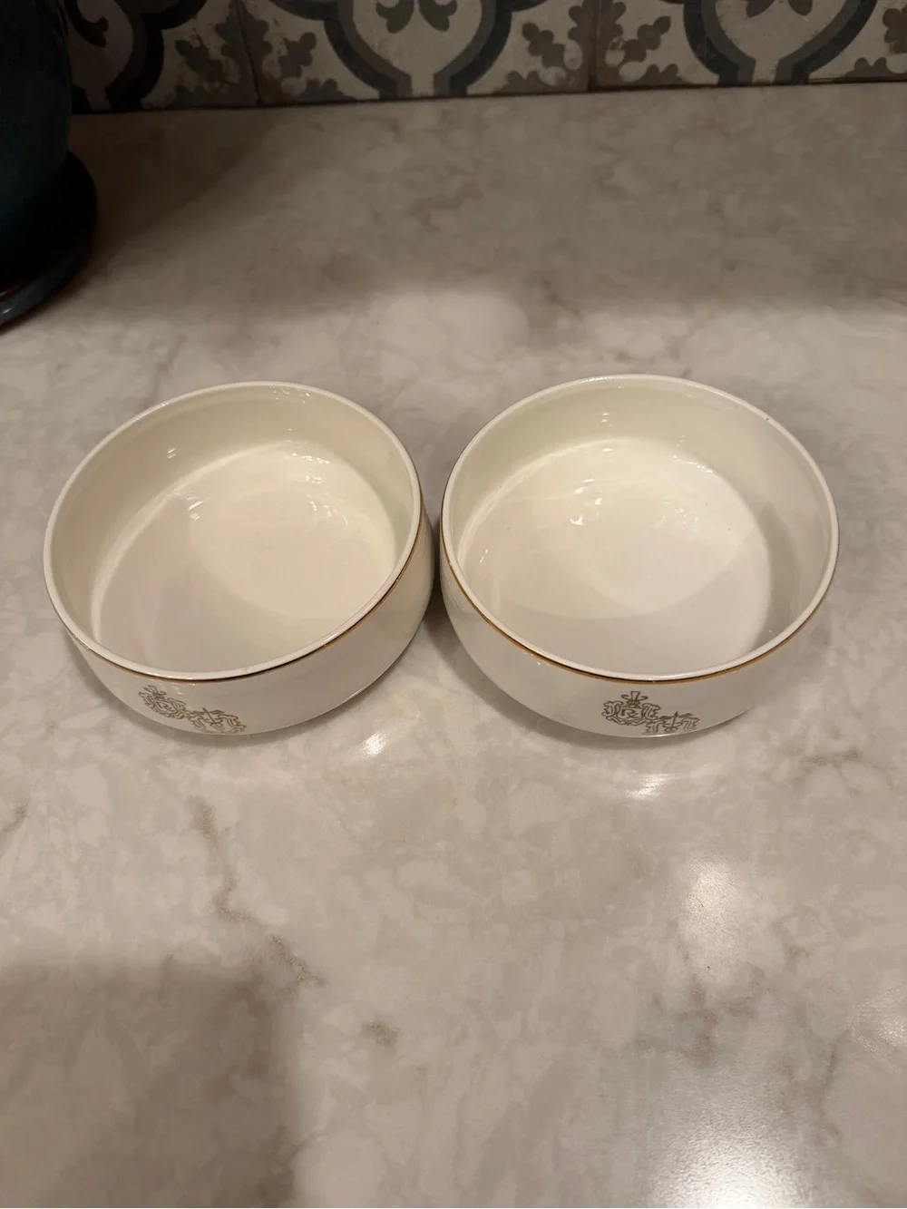VIntage Collector’s Hall China “RX Pharmacy” Bowls with Gold Details-Set of 2